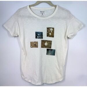 Madewell Graphic Tee Size S Ivory Seashell Ocean Photo Print Coastal Nautical
